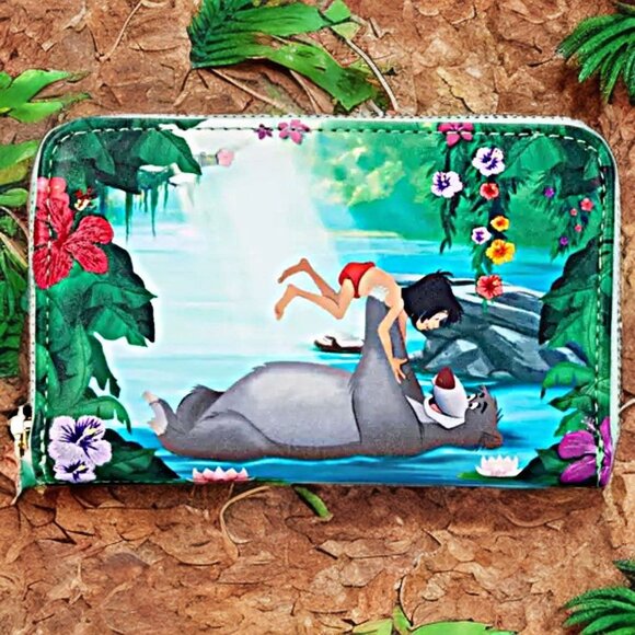 Loungefly Disney Jungle Book Zip Around Wallet Mowgli Baloo Card Purse Kaa NWT - Picture 6 of 8